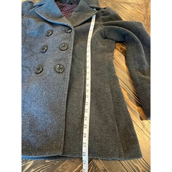 Steve Madden Wool Blend Pea Coat Jacket Women Medium Gray Neutral Minimalist - Picture 7 of 13